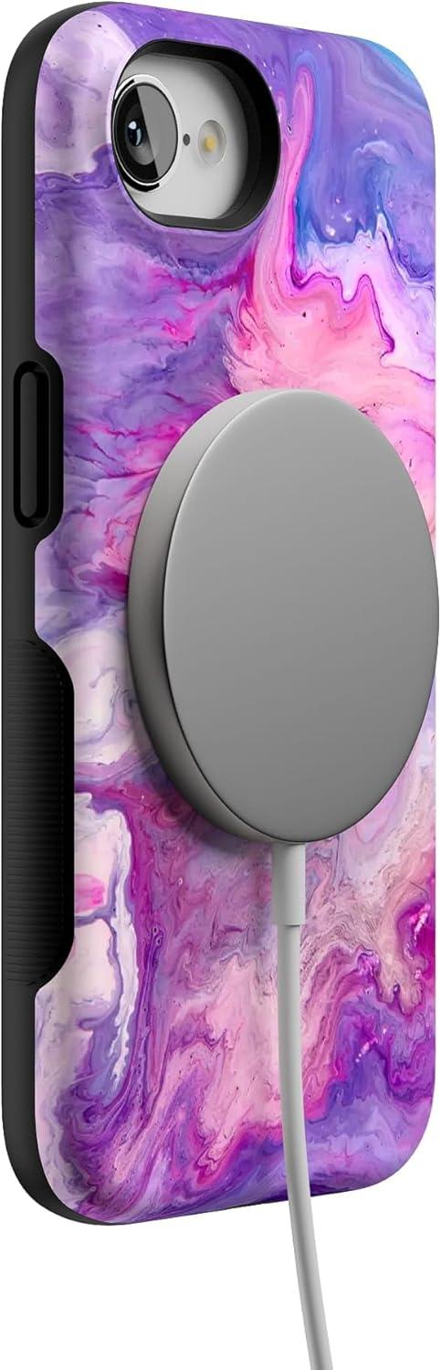 imageCasely iPhone 16e Case The Boyfriend Collection Army Green Bold Protective Design MagSafe Compatible DesignTie Dying Over You Purple Marble