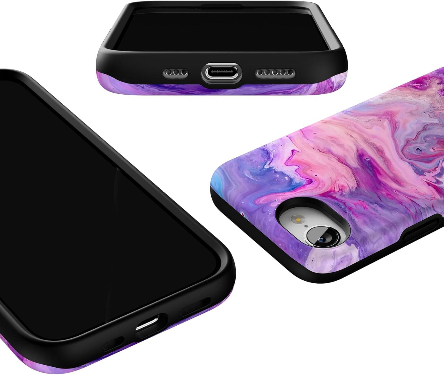 imageCasely iPhone 16e Case The Boyfriend Collection Army Green Bold Protective Design MagSafe Compatible DesignTie Dying Over You Purple Marble