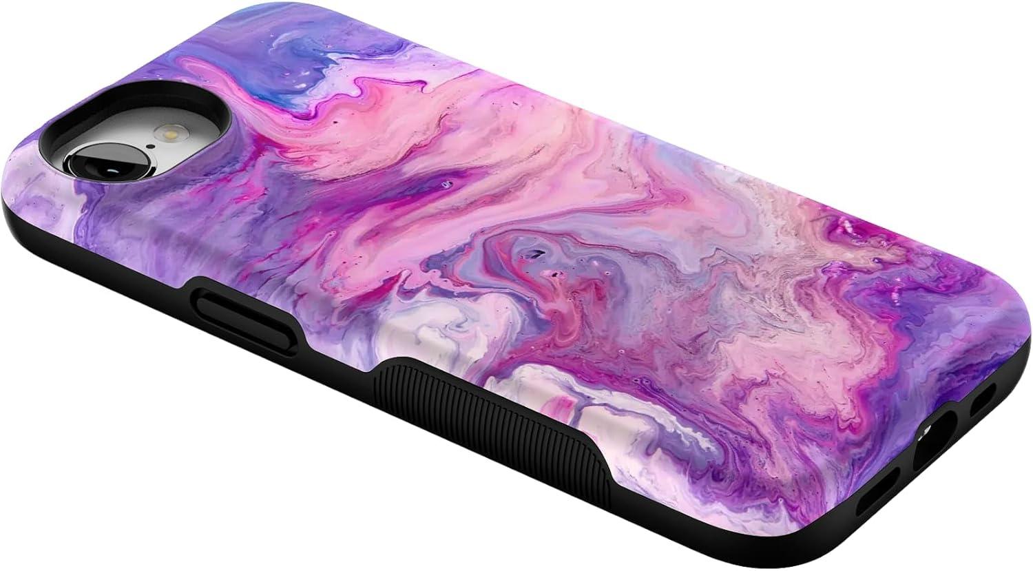 imageCasely iPhone 16e Case The Boyfriend Collection Army Green Bold Protective Design MagSafe Compatible DesignTie Dying Over You Purple Marble