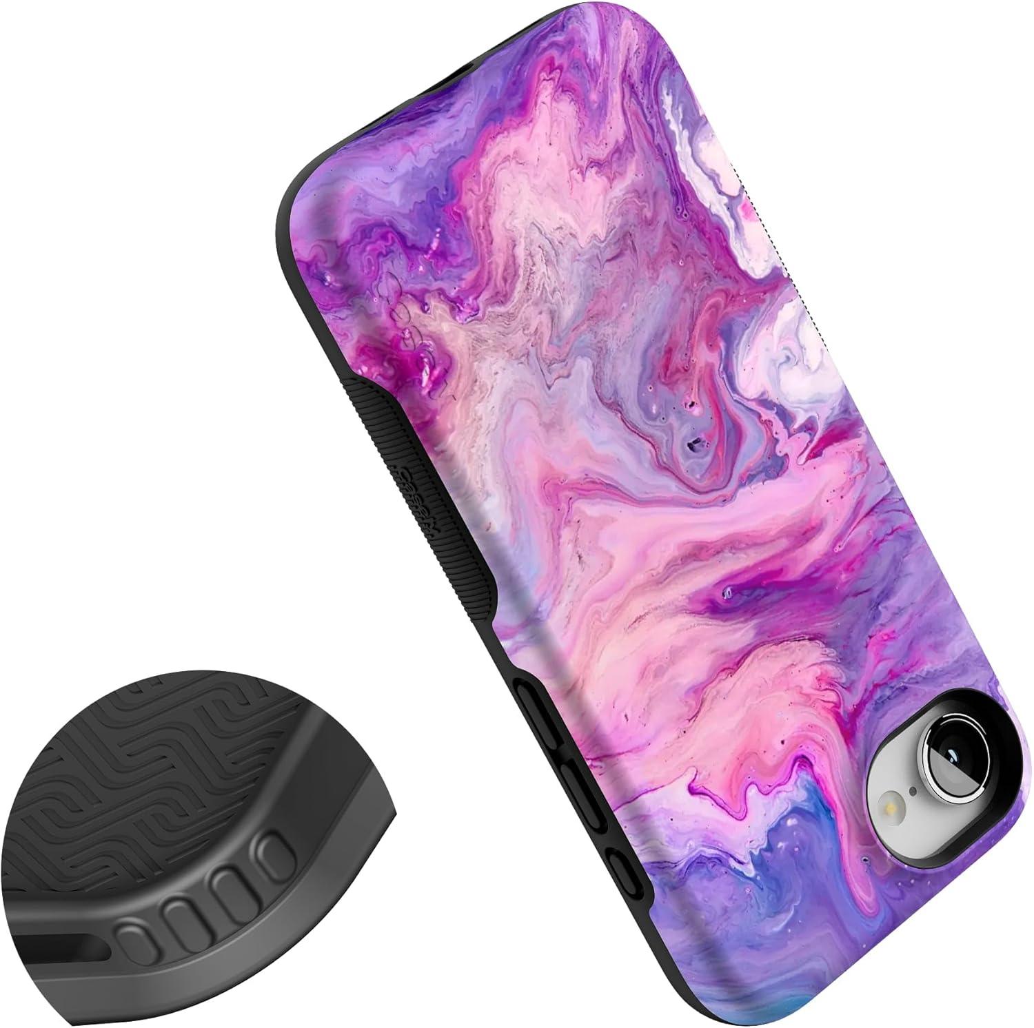 imageCasely iPhone 16e Case The Boyfriend Collection Army Green Bold Protective Design MagSafe Compatible DesignTie Dying Over You Purple Marble