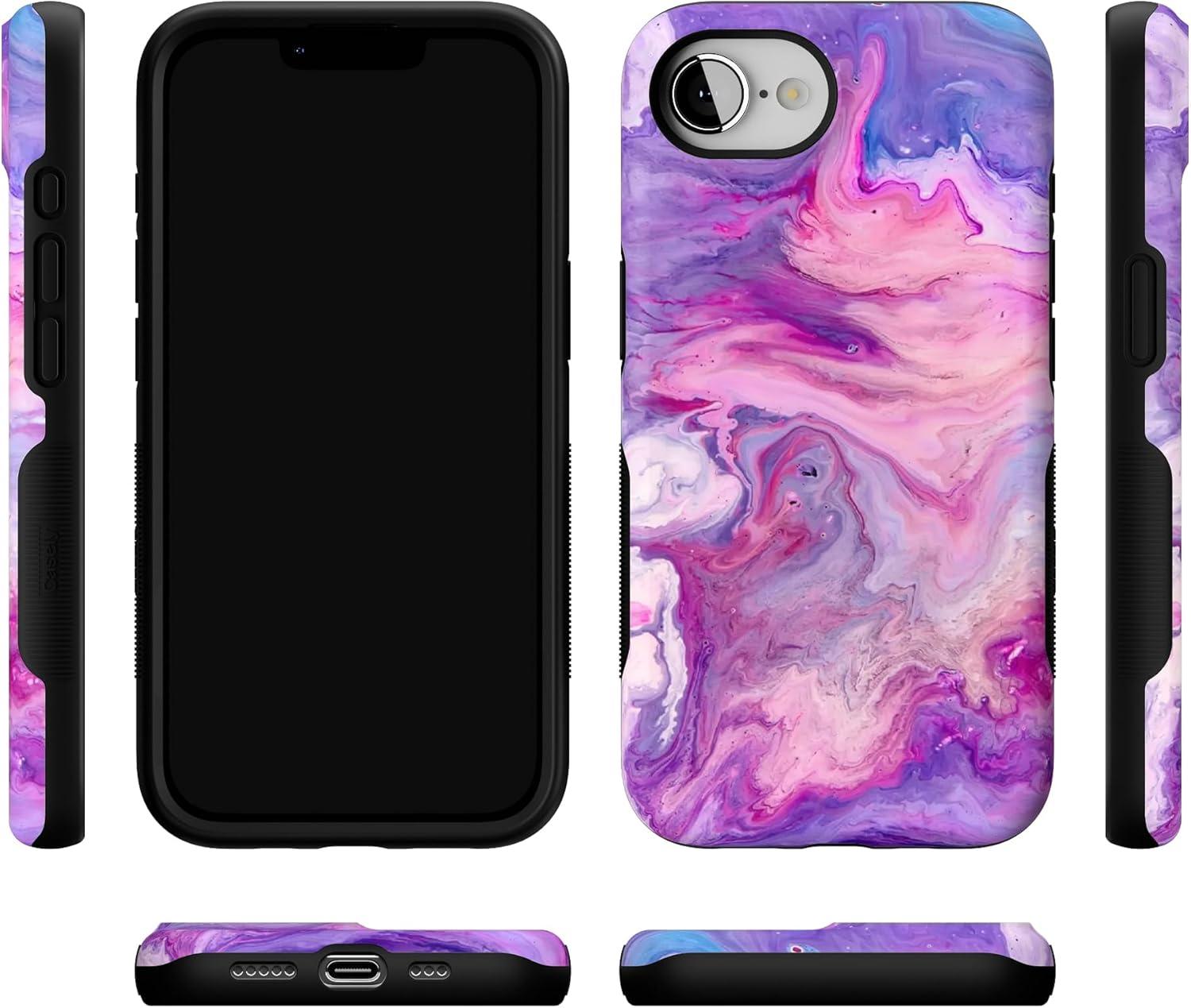 imageCasely iPhone 16e Case The Boyfriend Collection Army Green Bold Protective Design MagSafe Compatible DesignTie Dying Over You Purple Marble