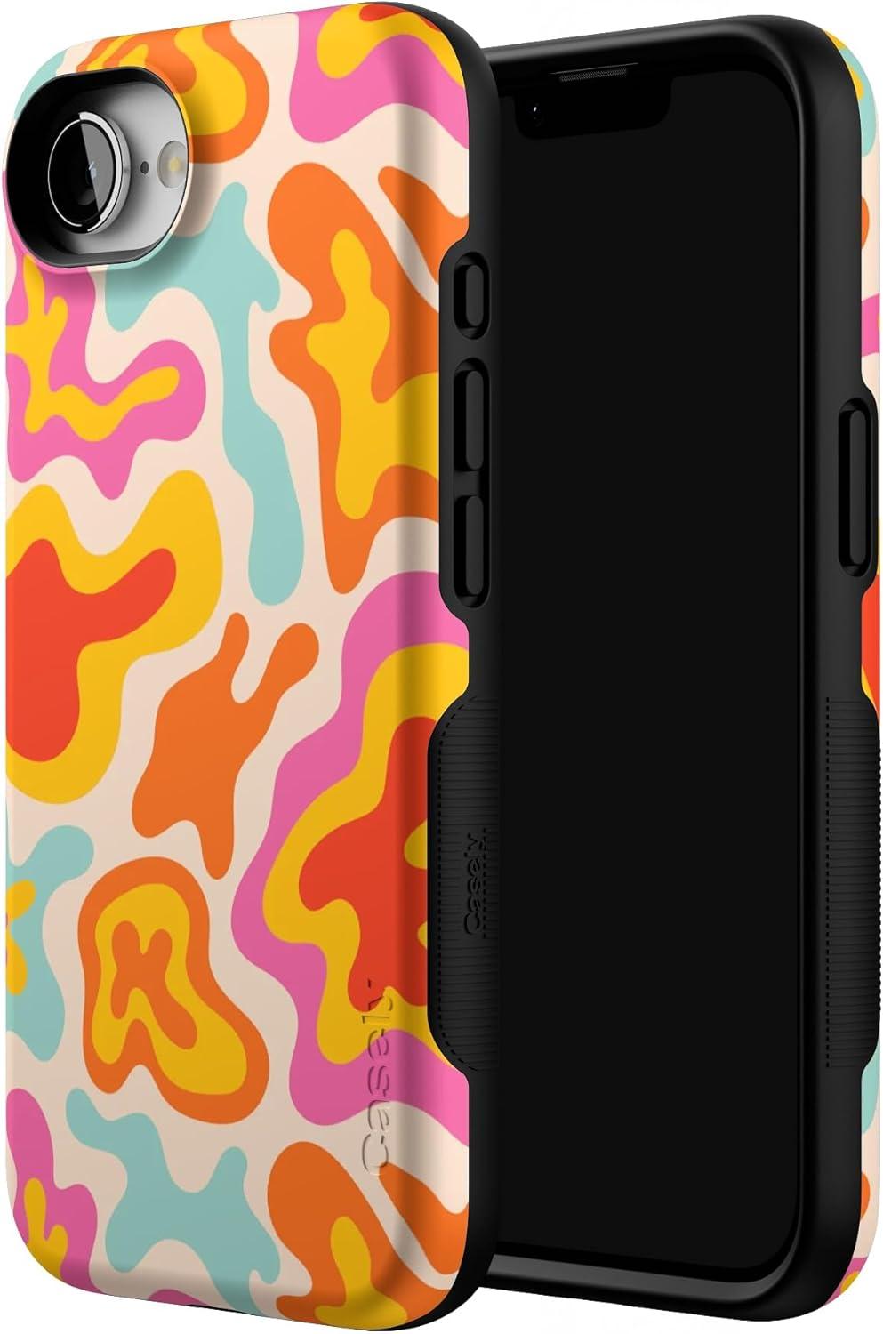 imageCasely iPhone 16e Case The Boyfriend Collection Army Green Bold Protective Design MagSafe Compatible DesignTropical Color Splash Abstract Retro