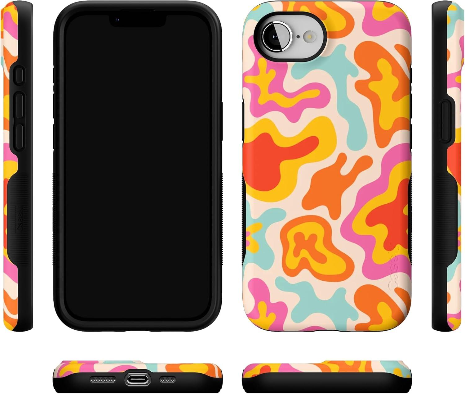 imageCasely iPhone 16e Case The Boyfriend Collection Army Green Bold Protective Design MagSafe Compatible DesignTropical Color Splash Abstract Retro