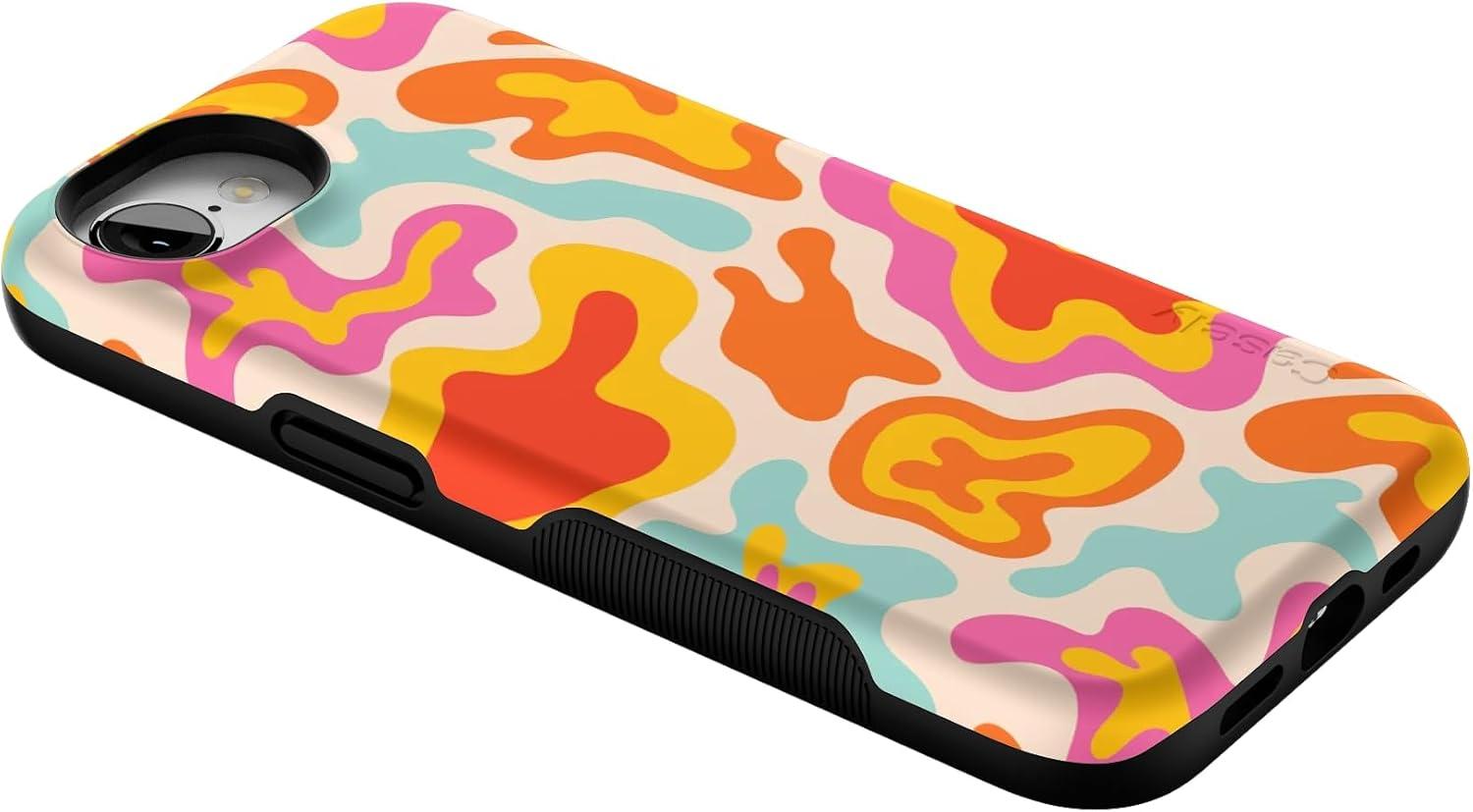 imageCasely iPhone 16e Case The Boyfriend Collection Army Green Bold Protective Design MagSafe Compatible DesignTropical Color Splash Abstract Retro
