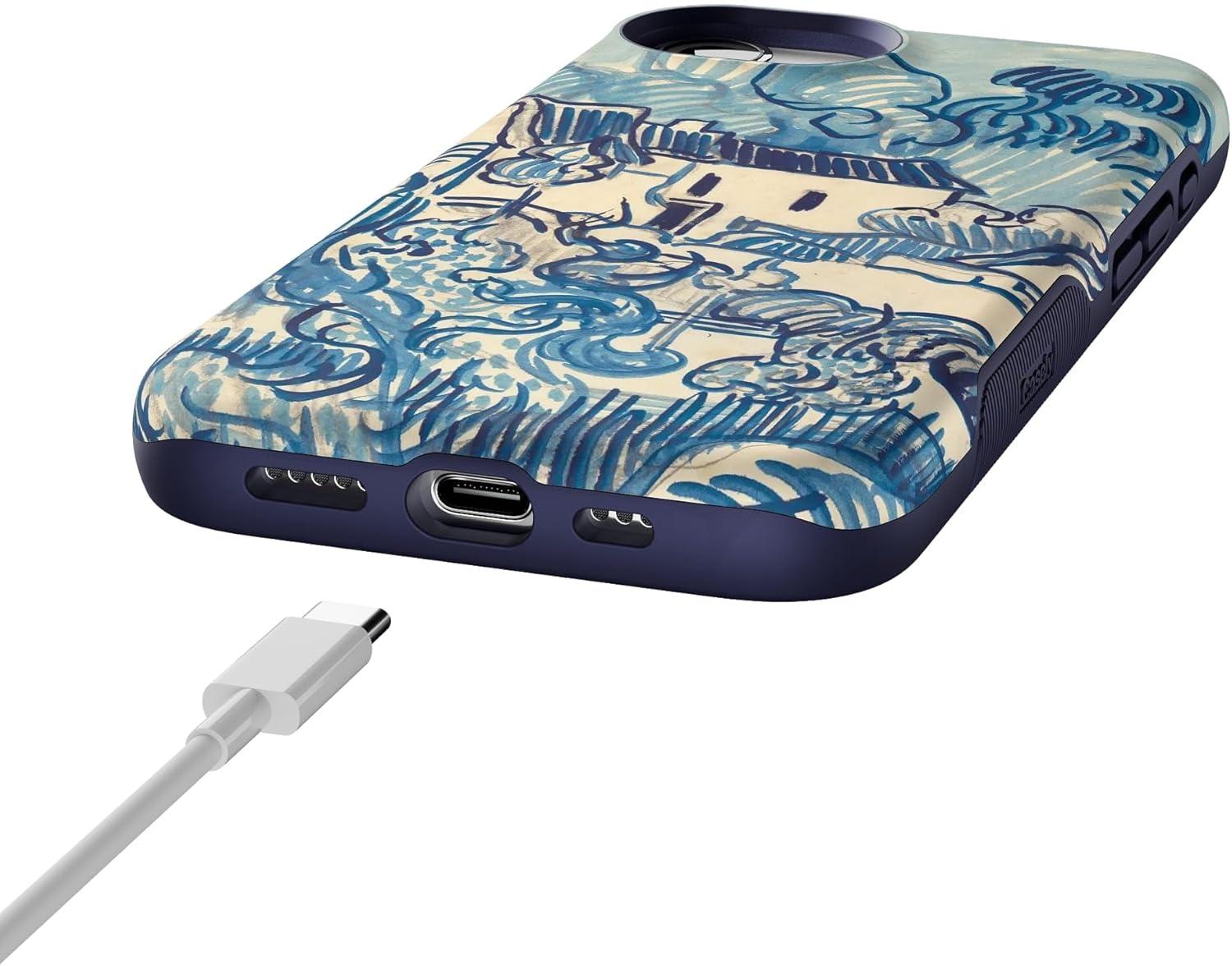 imageCasely iPhone 16e Case The Boyfriend Collection Army Green Bold Protective Design MagSafe Compatible DesignVan Gogh Landscape With Houses