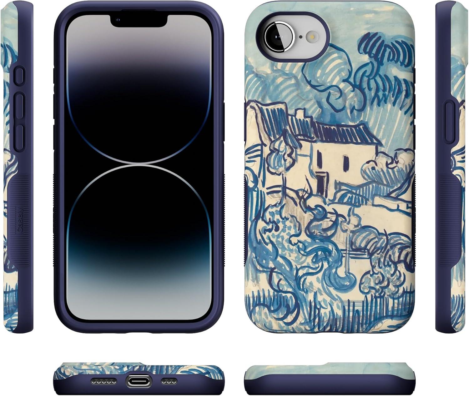 imageCasely iPhone 16e Case The Boyfriend Collection Army Green Bold Protective Design MagSafe Compatible DesignVan Gogh Landscape With Houses