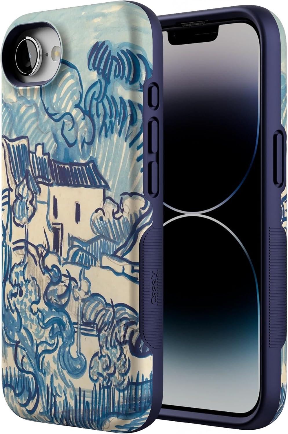 imageCasely iPhone 16e Case The Boyfriend Collection Army Green Bold Protective Design MagSafe Compatible DesignVan Gogh Landscape With Houses