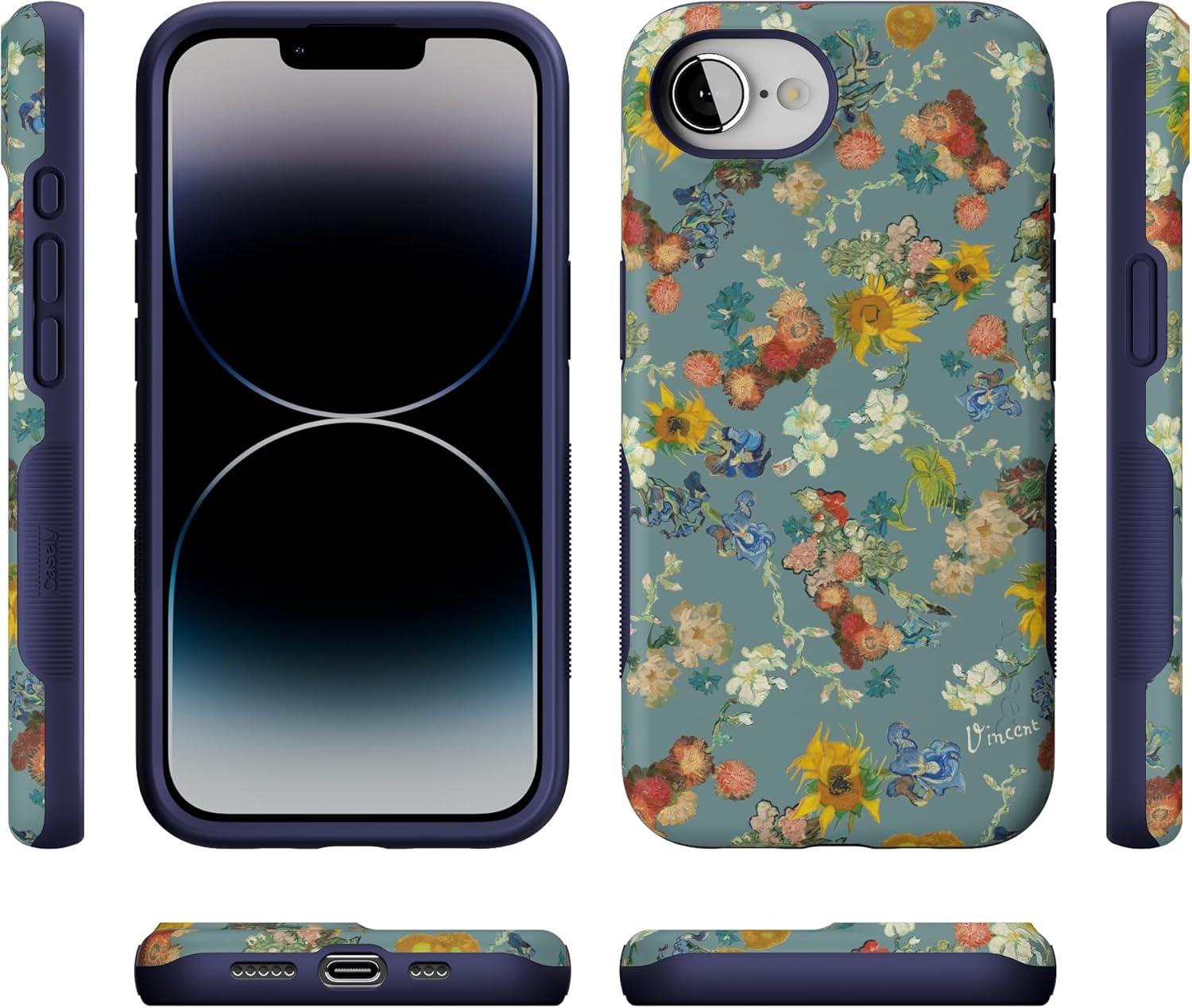 imageCasely iPhone 16e Case The Boyfriend Collection Army Green Bold Protective Design MagSafe Compatible DesignVan Gogh Vincents Flowers