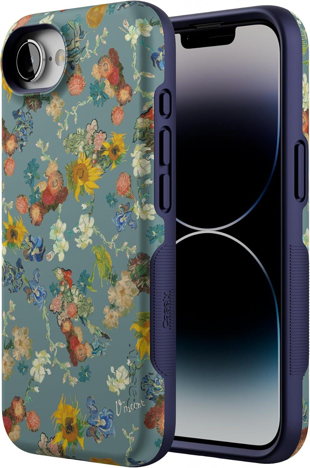imageCasely iPhone 16e Case The Boyfriend Collection Army Green Bold Protective Design MagSafe Compatible DesignVan Gogh Vincents Flowers