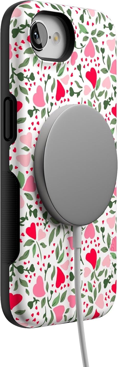 imageCasely iPhone 16e Case The Boyfriend Collection Army Green Bold Protective Design MagSafe Compatible DesignVines of Love Floral Heart