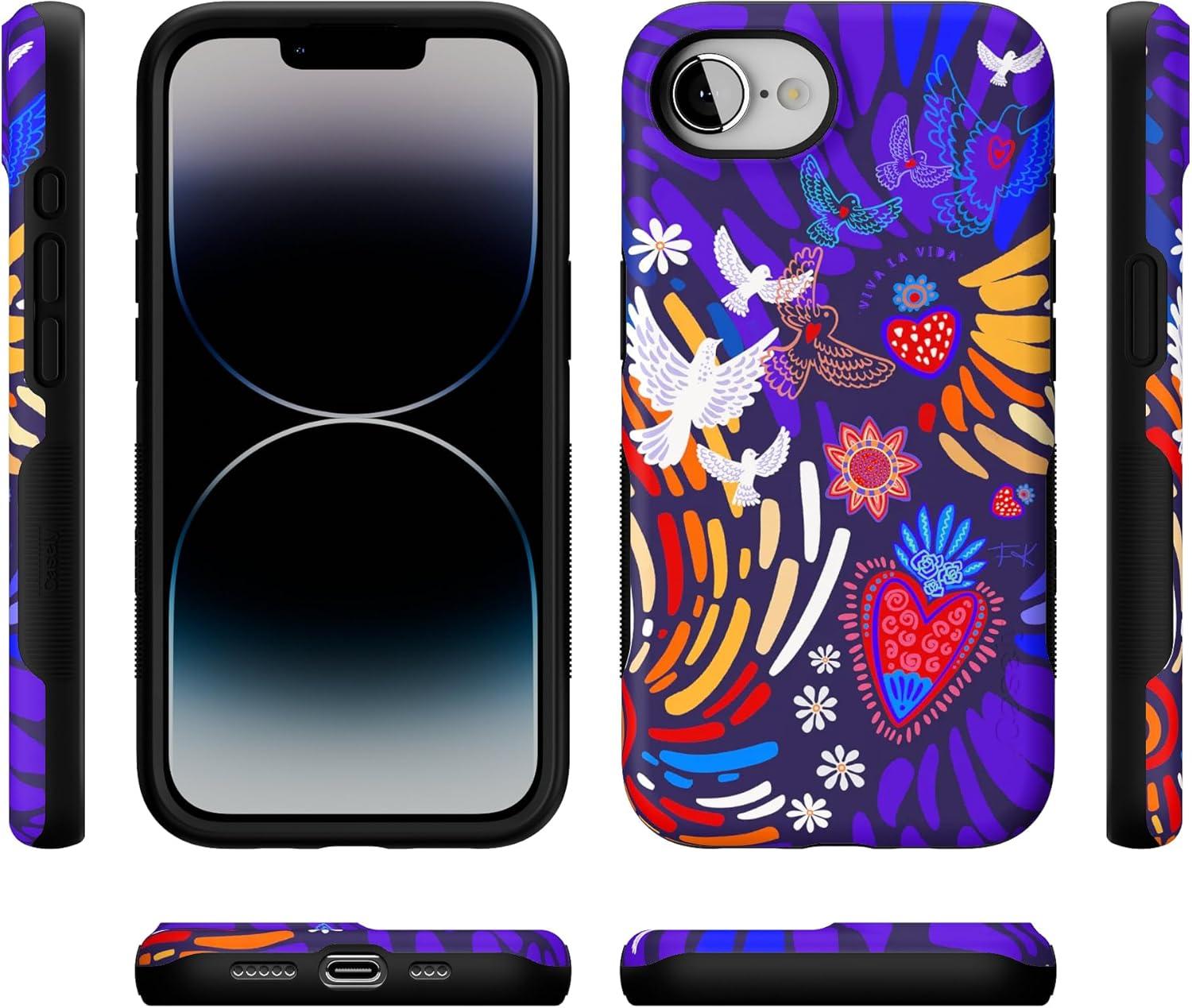 imageCasely iPhone 16e Case The Boyfriend Collection Army Green Bold Protective Design MagSafe Compatible DesignViva La Vida Frida Kahlo Collage