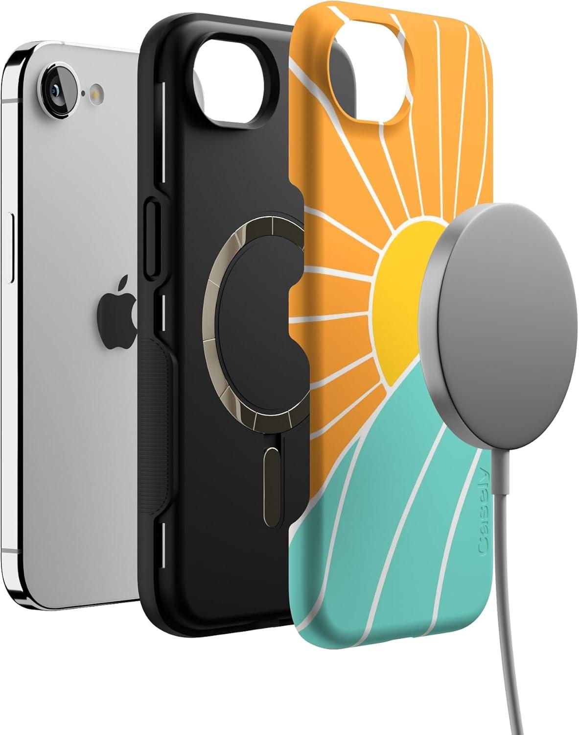 imageCasely iPhone 16e Case The Boyfriend Collection Army Green Bold Protective Design MagSafe Compatible DesignWaves Rays Sunshine