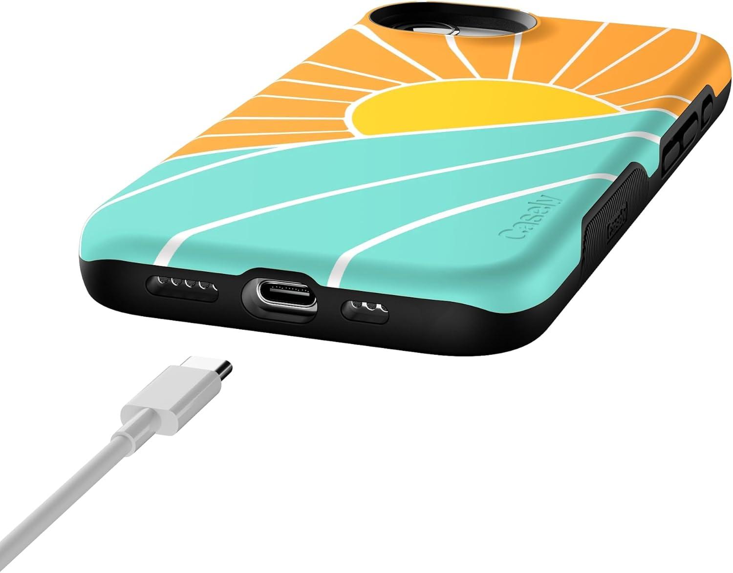 imageCasely iPhone 16e Case The Boyfriend Collection Army Green Bold Protective Design MagSafe Compatible DesignWaves Rays Sunshine