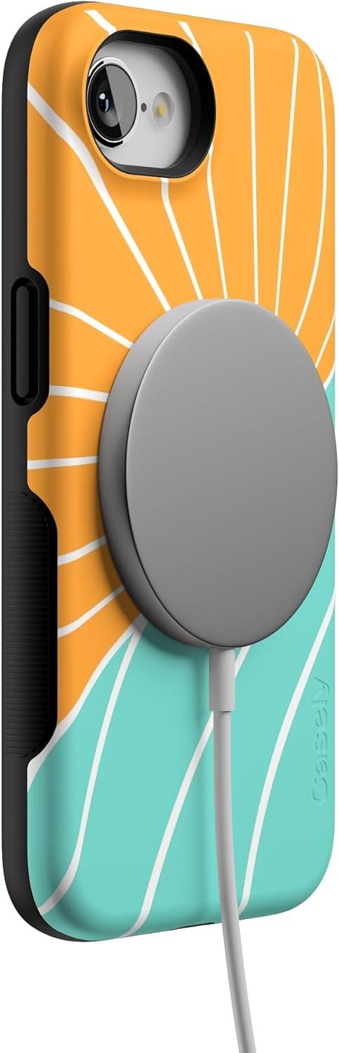 imageCasely iPhone 16e Case The Boyfriend Collection Army Green Bold Protective Design MagSafe Compatible DesignWaves Rays Sunshine