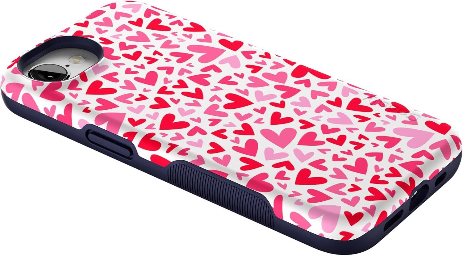 imageCasely iPhone 16e Case The Boyfriend Collection Army Green Bold Protective Design MagSafe Compatible DesignXOXO Pink Candy Hearts