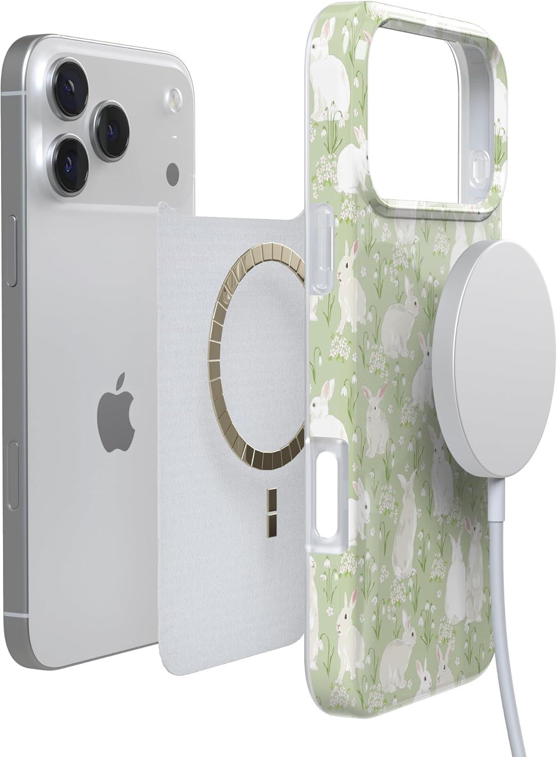 imageCasely iPhone 17 Pro Case Hop to it Green Bunny Compatible with MagSafe Classic Ultra Thin Design