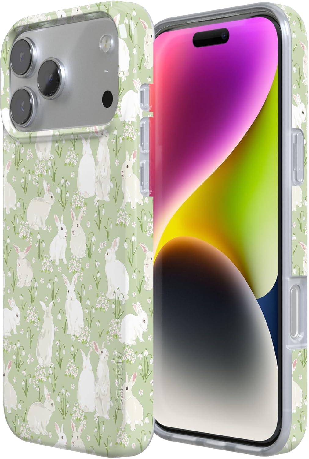 imageCasely iPhone 17 Pro Case Hop to it Green Bunny Compatible with MagSafe Classic Ultra Thin Design