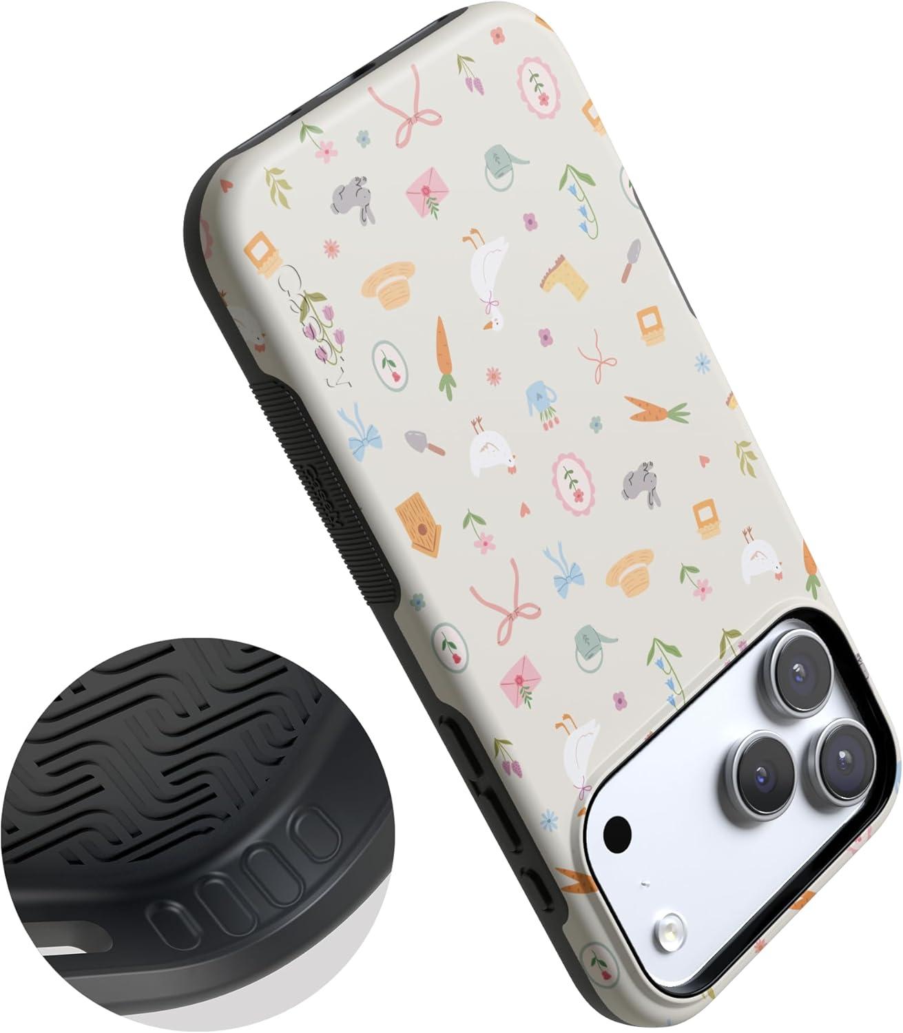 imageCasely iPhone 17 Pro Case Hoppy Garden Spring Things Bold Protective Design Compatible with MagSafe