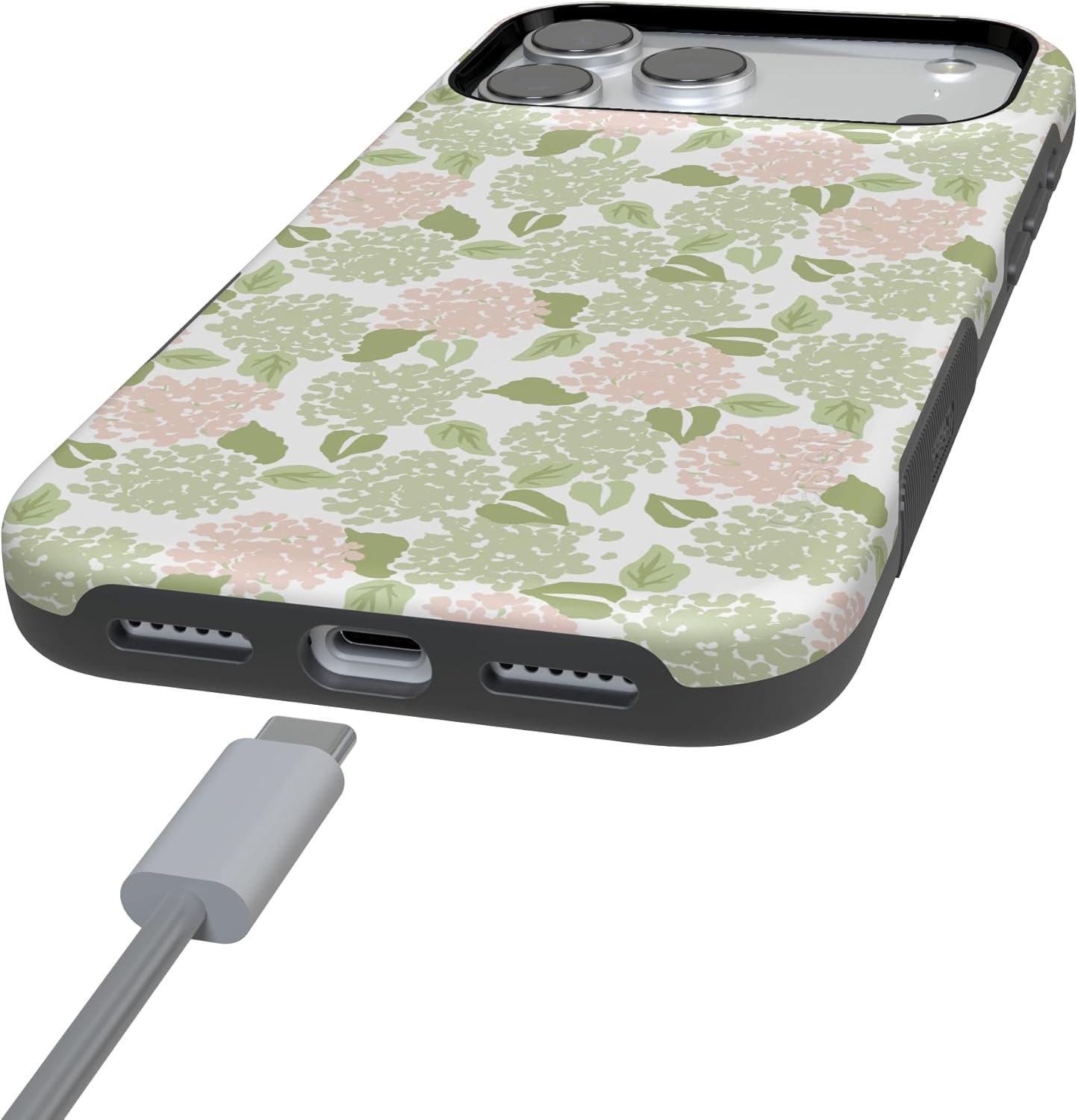imageCasely iPhone 17 Pro Case Hydrangea Haze Floral Garden Bold Protective Design Compatible with MagSafe