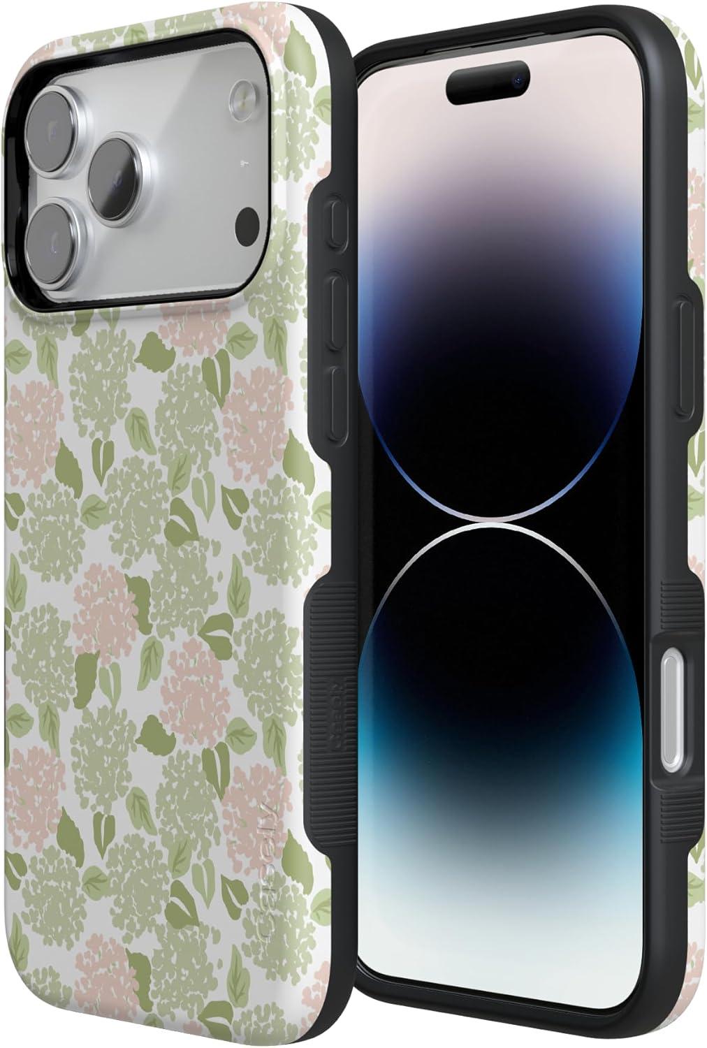 imageCasely iPhone 17 Pro Case Hydrangea Haze Floral Garden Bold Protective Design Compatible with MagSafe