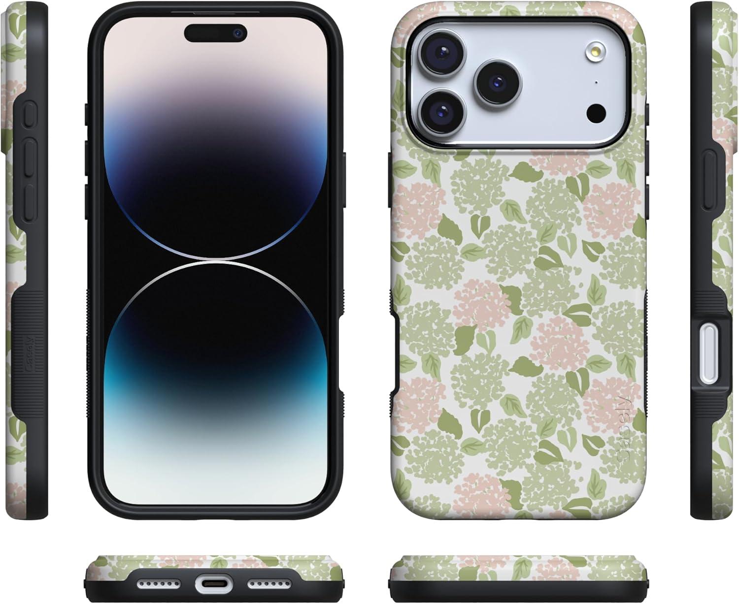 imageCasely iPhone 17 Pro Case Hydrangea Haze Floral Garden Bold Protective Design Compatible with MagSafe