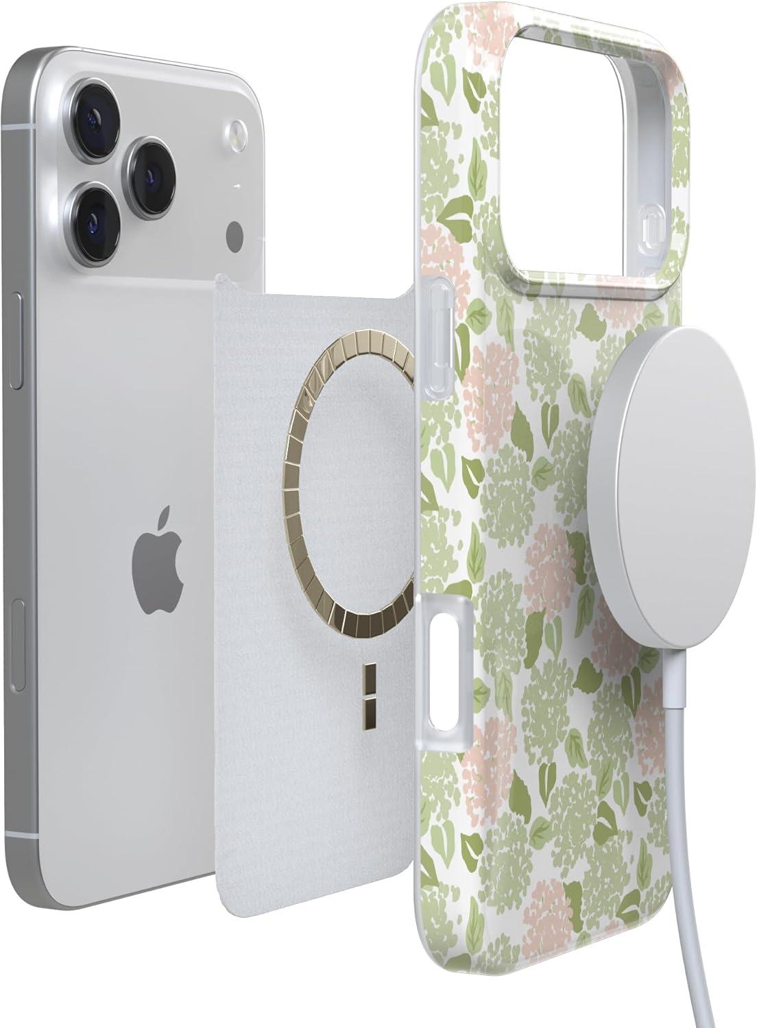 imageCasely iPhone 17 Pro Case Hydrangea Haze Floral Garden Compatible with MagSafe Classic Ultra Thin Design