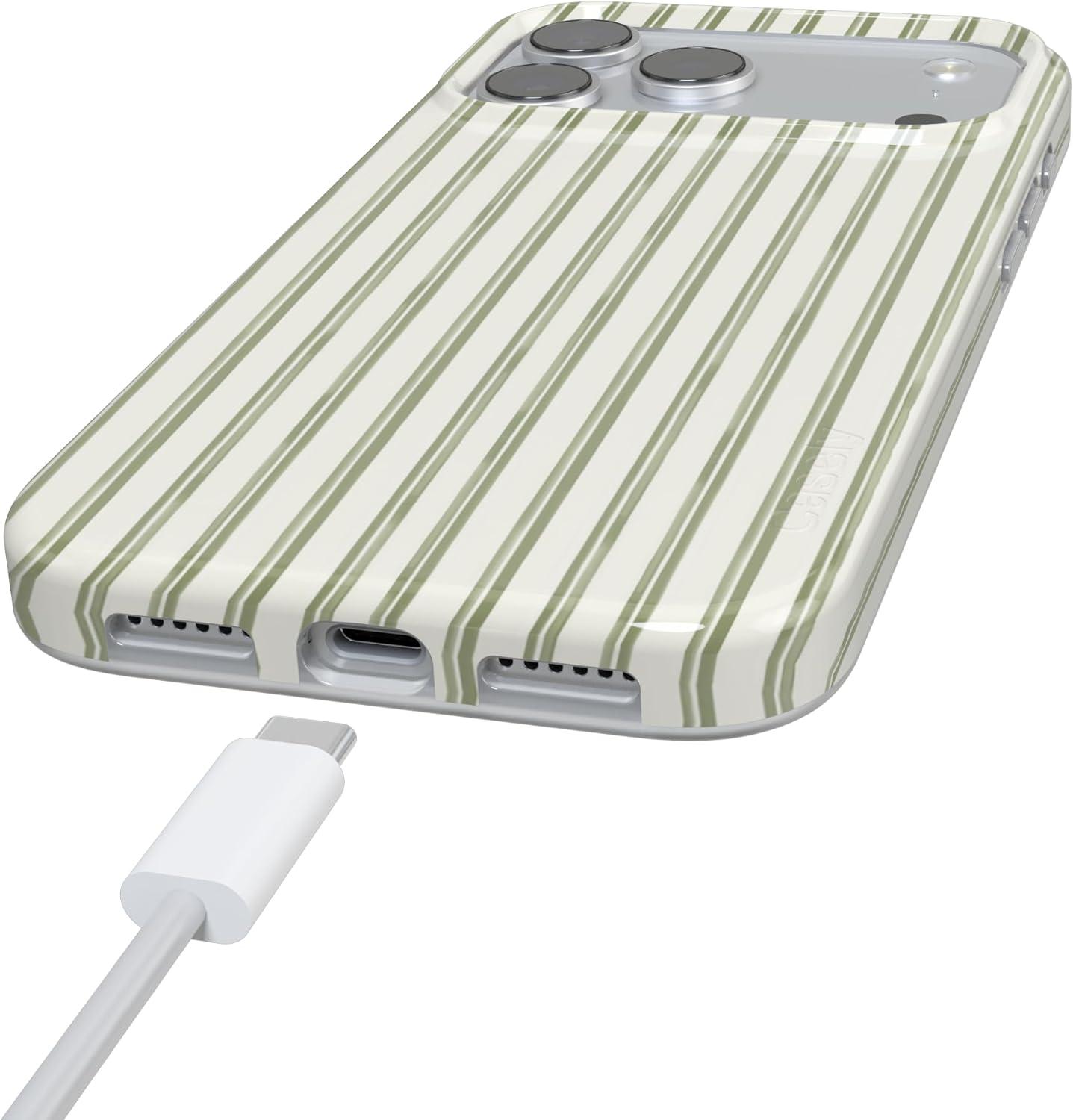imageCasely iPhone 17 Pro Case Linen Stripe The Boyfriend Collection Compatible with MagSafe Classic Ultra Thin Design