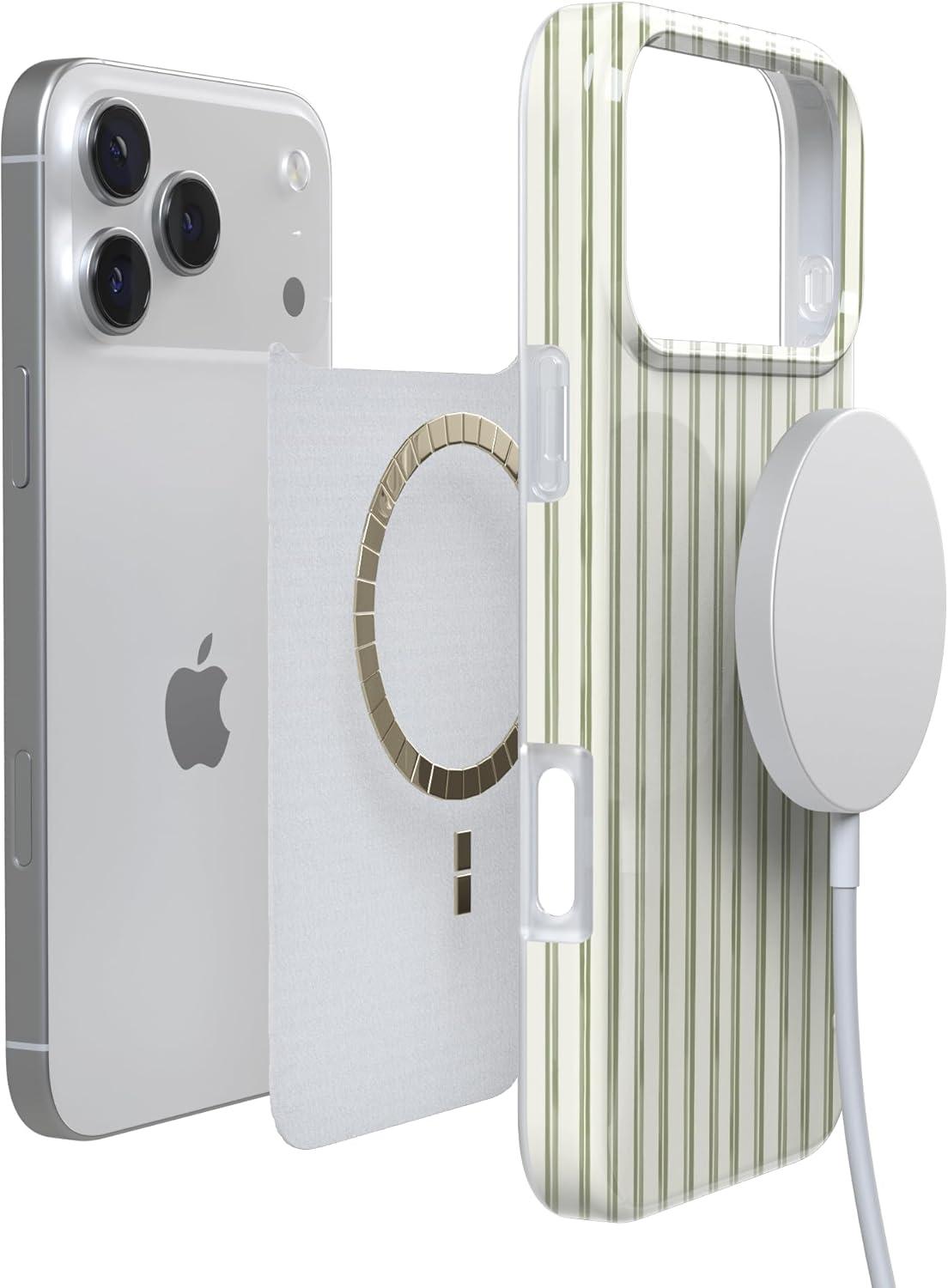 imageCasely iPhone 17 Pro Case Linen Stripe The Boyfriend Collection Compatible with MagSafe Classic Ultra Thin Design