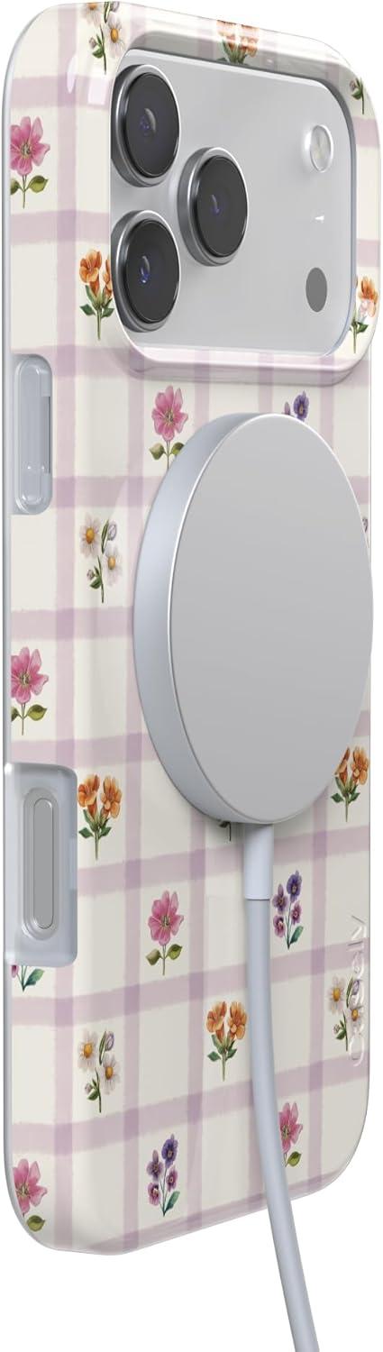 imageCasely iPhone 17 Pro Case Meadow Check Floral Gingham Compatible with MagSafe Classic Ultra Thin Design
