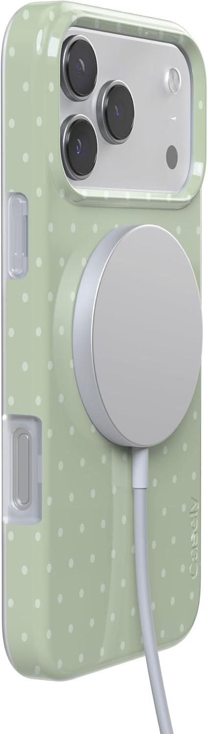 imageCasely iPhone 17 Pro Case On the Dot Green Polka Dot Compatible with MagSafe Classic Ultra Thin Design