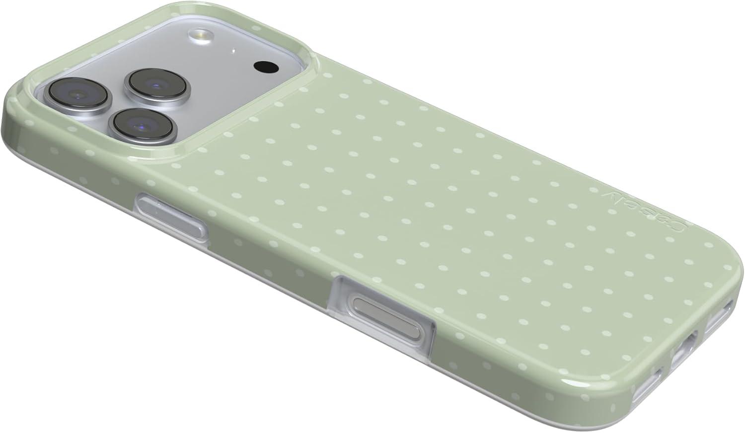 imageCasely iPhone 17 Pro Case On the Dot Green Polka Dot Compatible with MagSafe Classic Ultra Thin Design