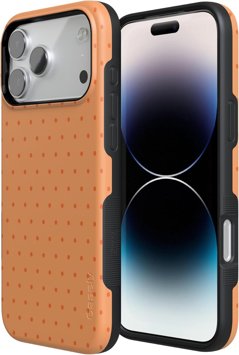 imageCasely iPhone 17 Pro Case On the Dot Orange Polka Dot Bold Protective Design Compatible with MagSafe