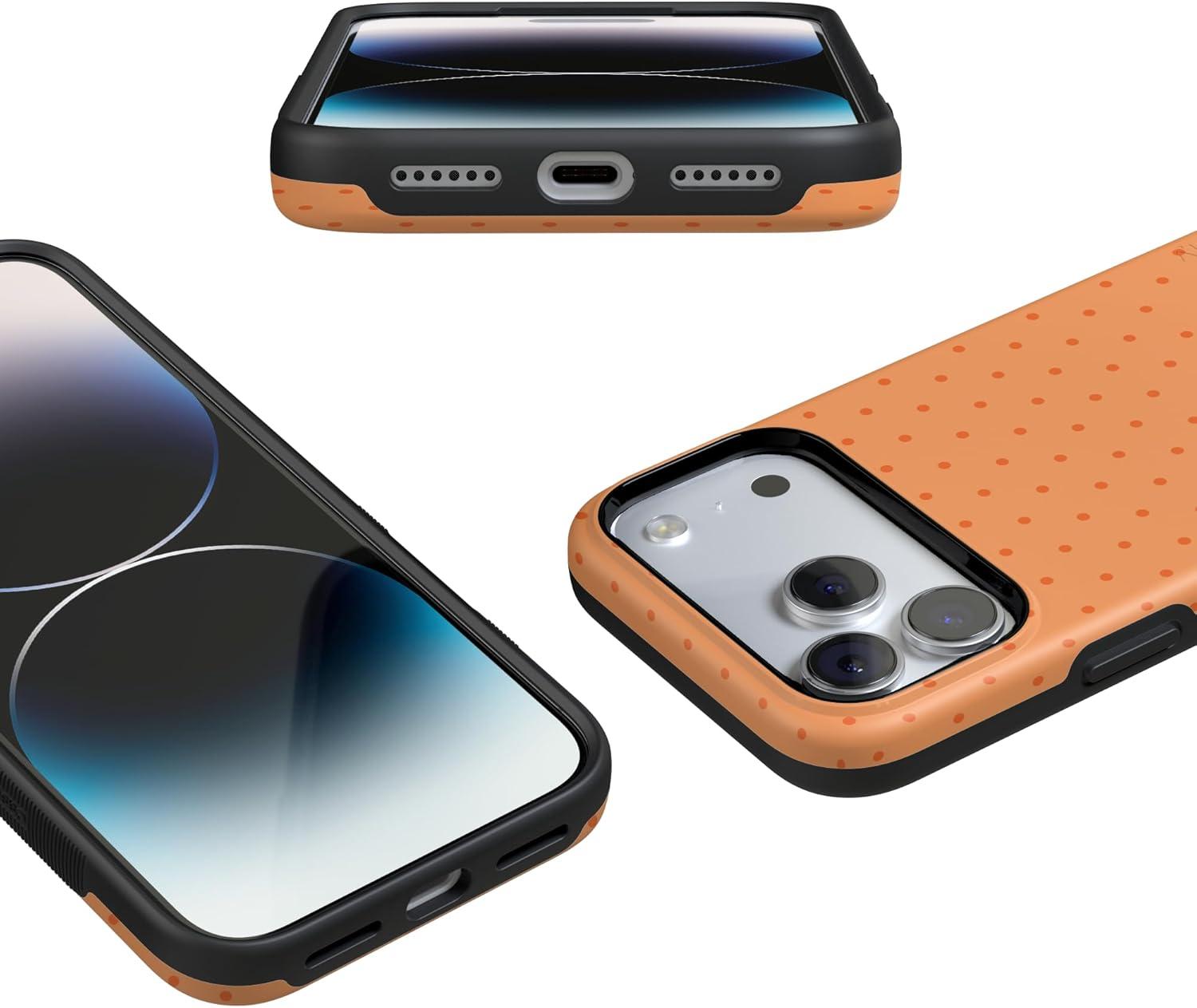 imageCasely iPhone 17 Pro Case On the Dot Orange Polka Dot Bold Protective Design Compatible with MagSafe