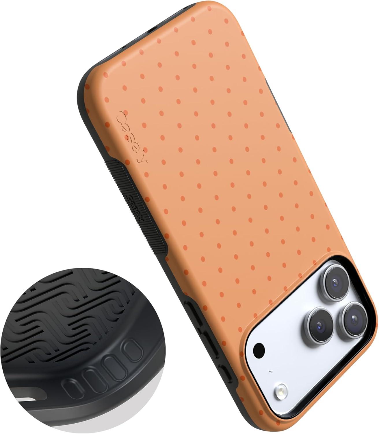 imageCasely iPhone 17 Pro Case On the Dot Orange Polka Dot Bold Protective Design Compatible with MagSafe