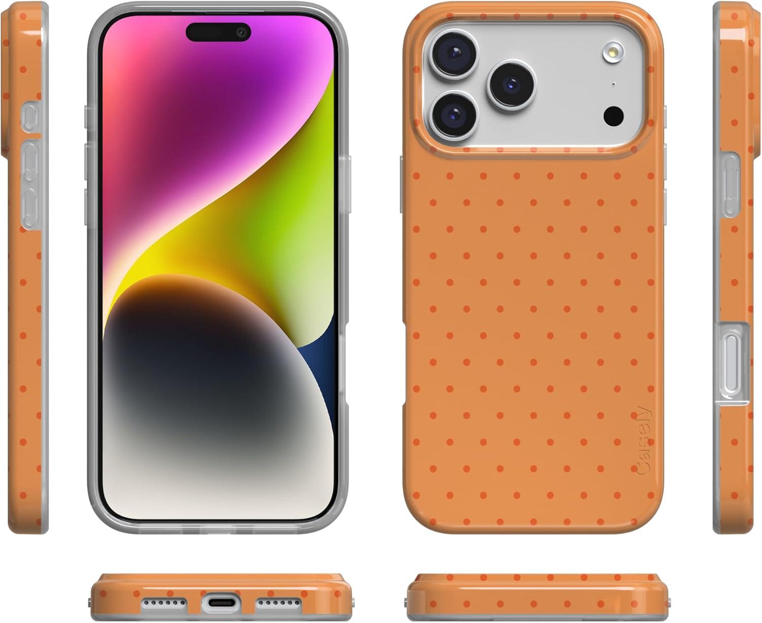 imageCasely iPhone 17 Pro Case On the Dot Orange Polka Dot Compatible with MagSafe Classic Ultra Thin Design