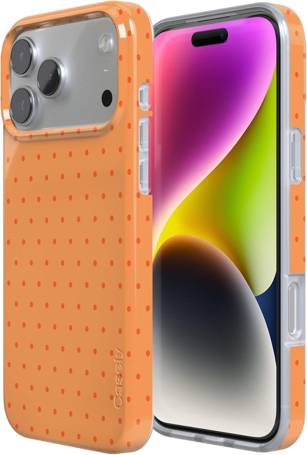 imageCasely iPhone 17 Pro Case On the Dot Orange Polka Dot Compatible with MagSafe Classic Ultra Thin Design
