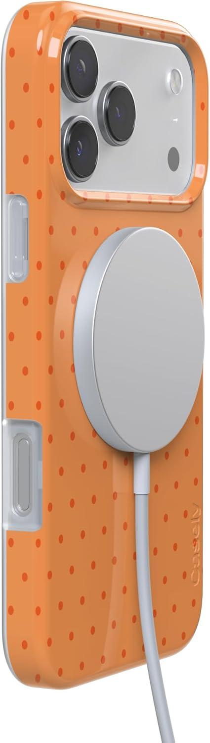 imageCasely iPhone 17 Pro Case On the Dot Orange Polka Dot Compatible with MagSafe Classic Ultra Thin Design
