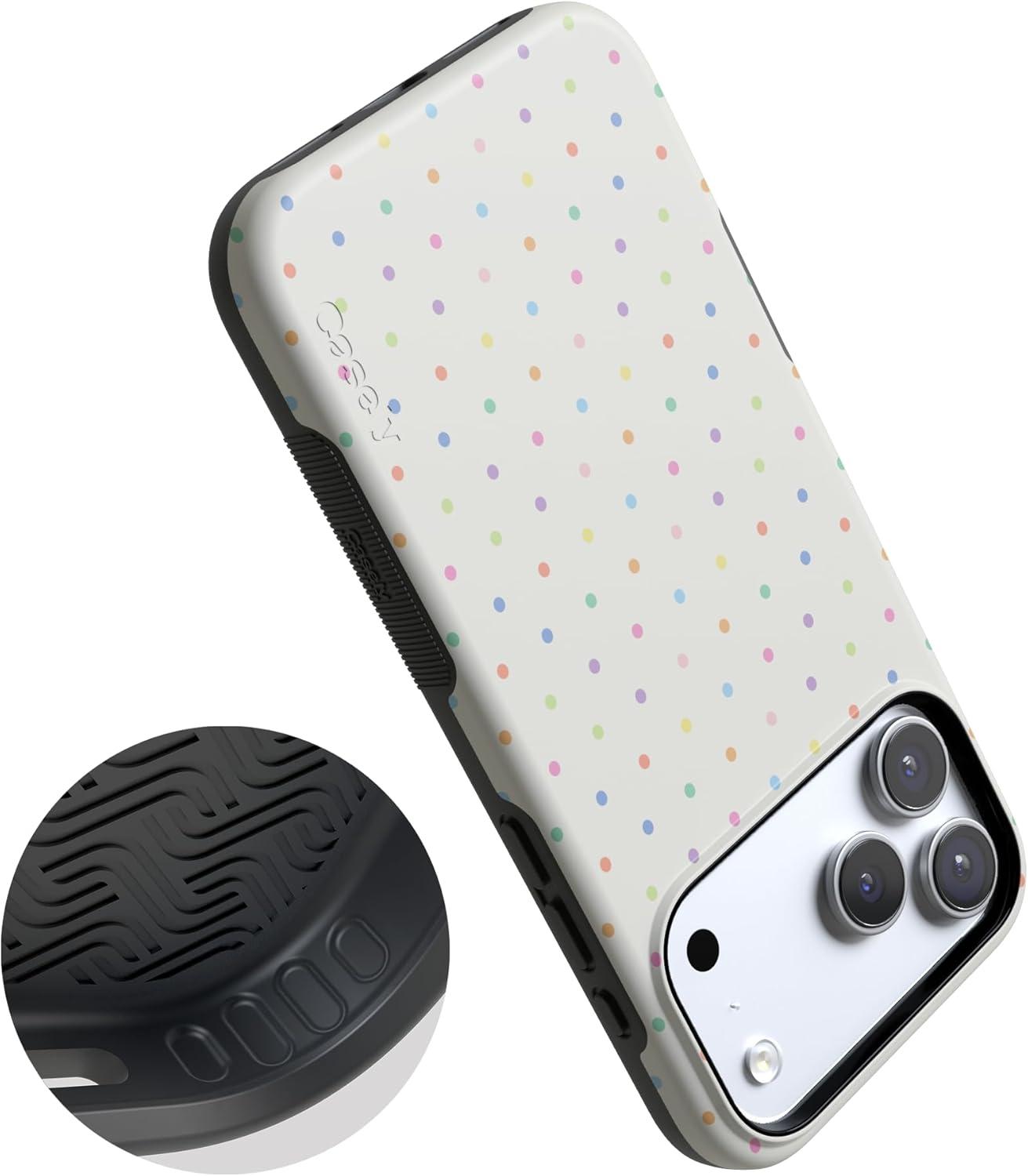 imageCasely iPhone 17 Pro Case On the Dot Rainbow Polka Dot Bold Protective Design Compatible with MagSafe