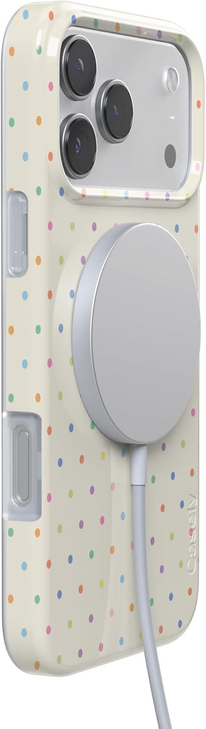 imageCasely iPhone 17 Pro Case On the Dot Rainbow Polka Dot Compatible with MagSafe Classic Ultra Thin Design