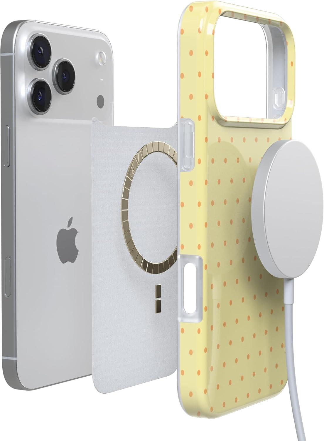 imageCasely iPhone 17 Pro Case On the Dot Yellow Polka Dot Compatible with MagSafe Classic Ultra Thin Design