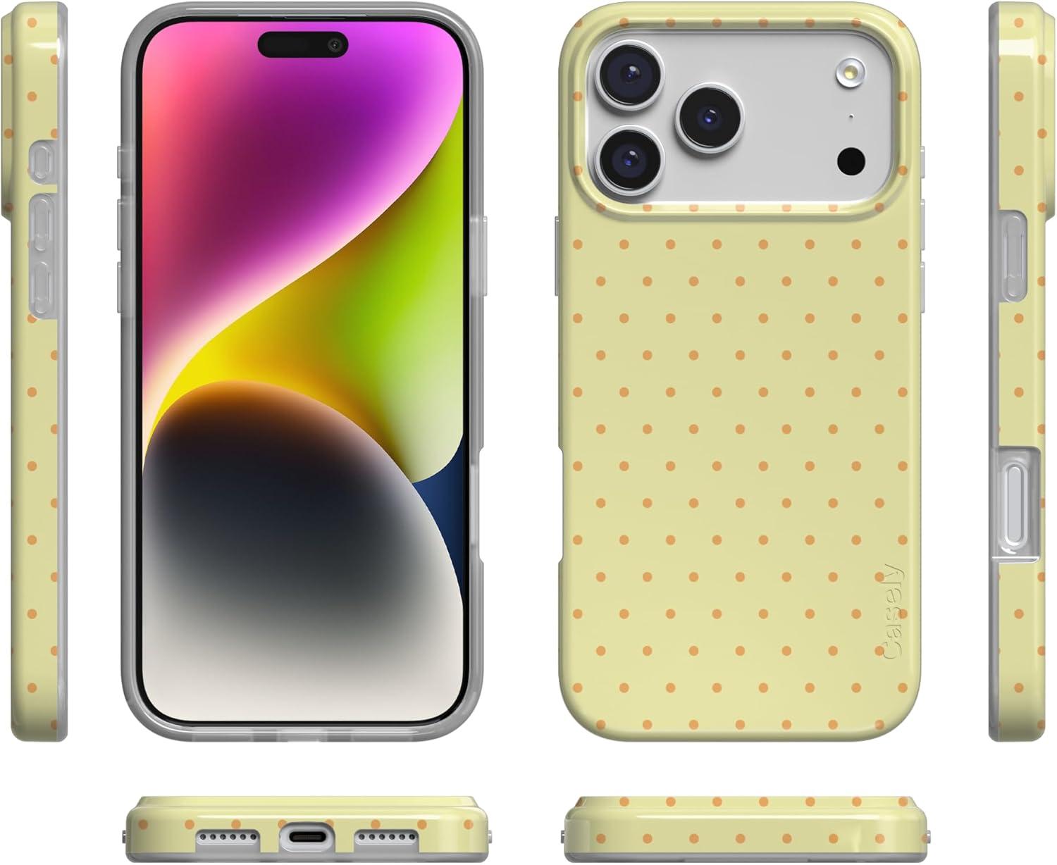 imageCasely iPhone 17 Pro Case On the Dot Yellow Polka Dot Compatible with MagSafe Classic Ultra Thin Design