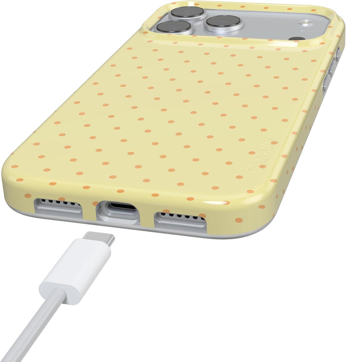 imageCasely iPhone 17 Pro Case On the Dot Yellow Polka Dot Compatible with MagSafe Classic Ultra Thin Design