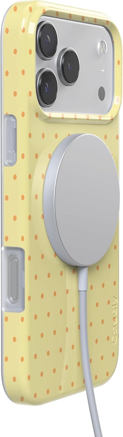 imageCasely iPhone 17 Pro Case On the Dot Yellow Polka Dot Compatible with MagSafe Classic Ultra Thin Design