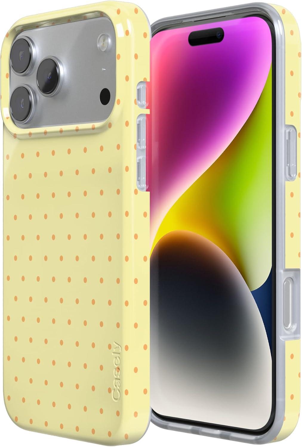 imageCasely iPhone 17 Pro Case On the Dot Yellow Polka Dot Compatible with MagSafe Classic Ultra Thin Design
