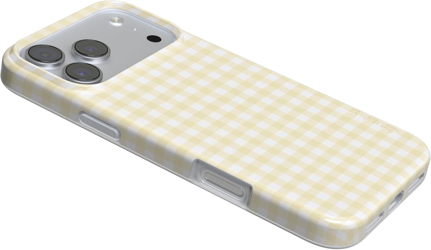 imageCasely iPhone 17 Pro Case Pastel Picnic Yellow Gingham Compatible with MagSafe Classic Ultra Thin Design