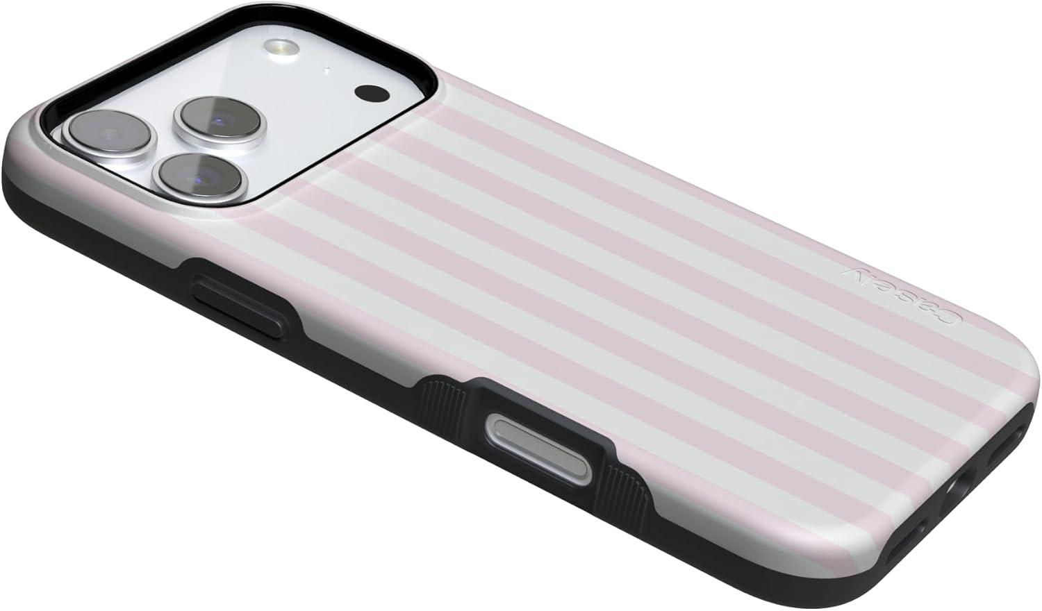 imageCasely iPhone 17 Pro Case Pink Stripes Sunday Best Bold Protective Design Compatible with MagSafe