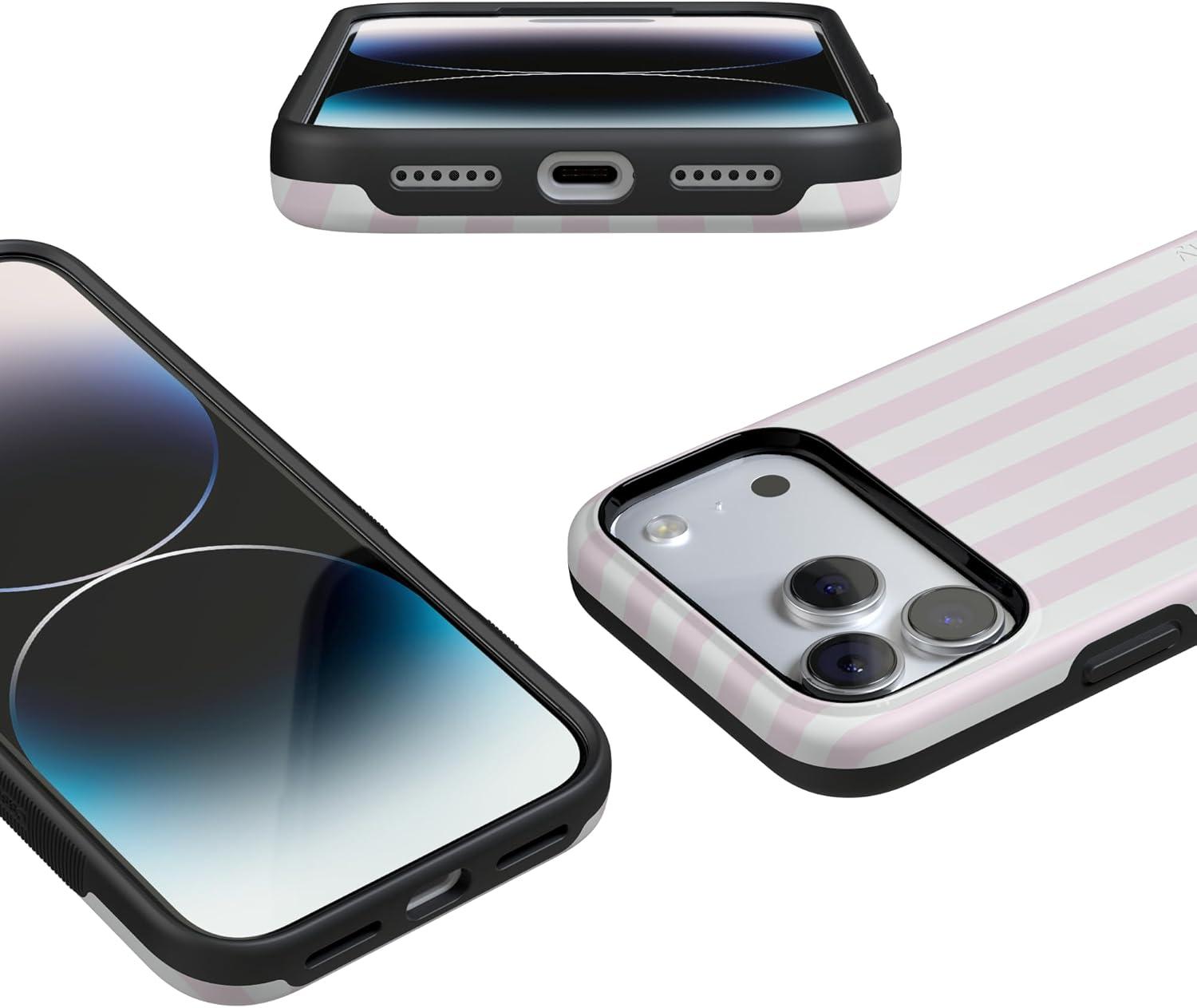imageCasely iPhone 17 Pro Case Pink Stripes Sunday Best Bold Protective Design Compatible with MagSafe