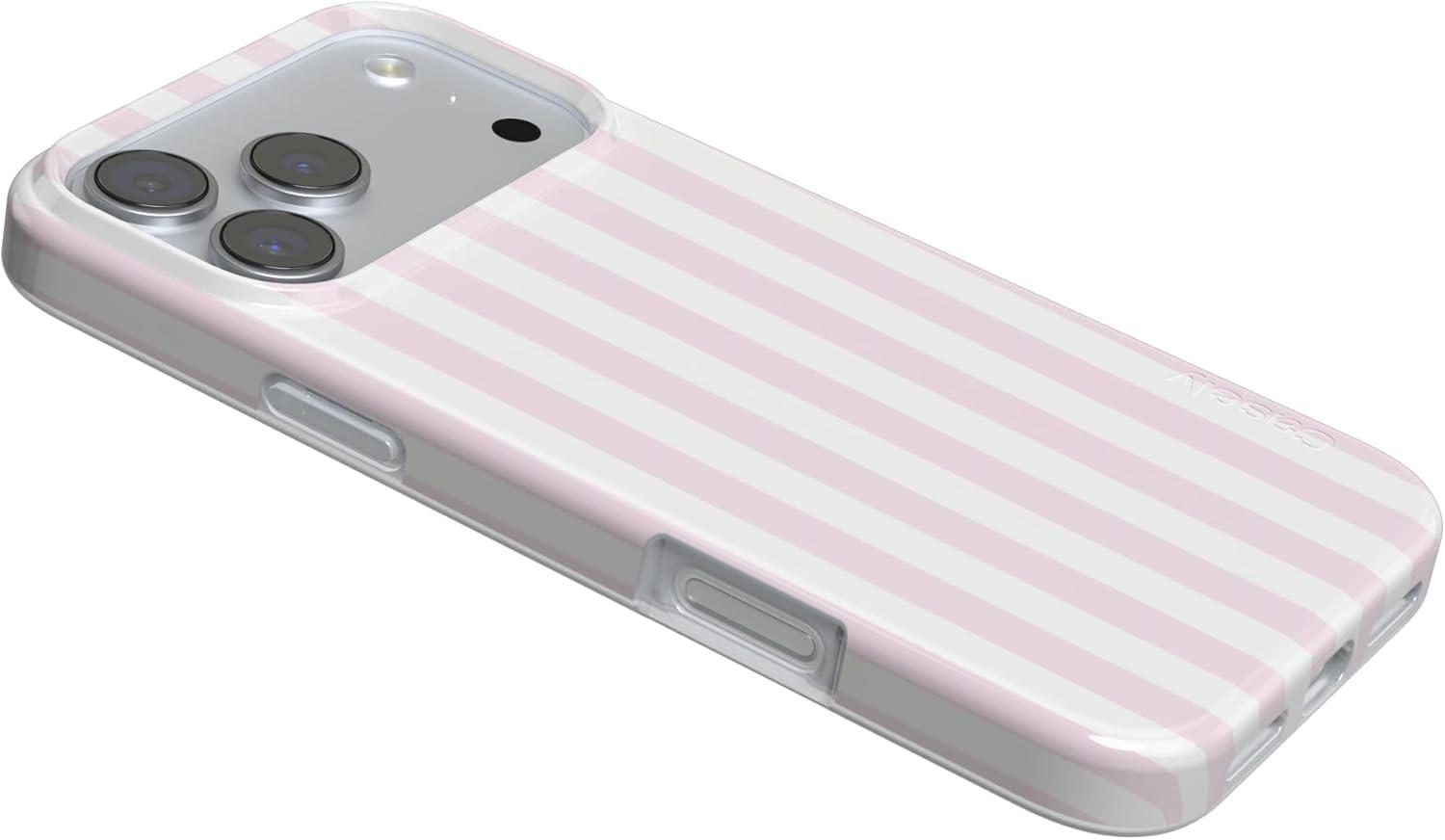 imageCasely iPhone 17 Pro Case Pink Stripes Sunday Best Compatible with MagSafe Classic Ultra Thin Design