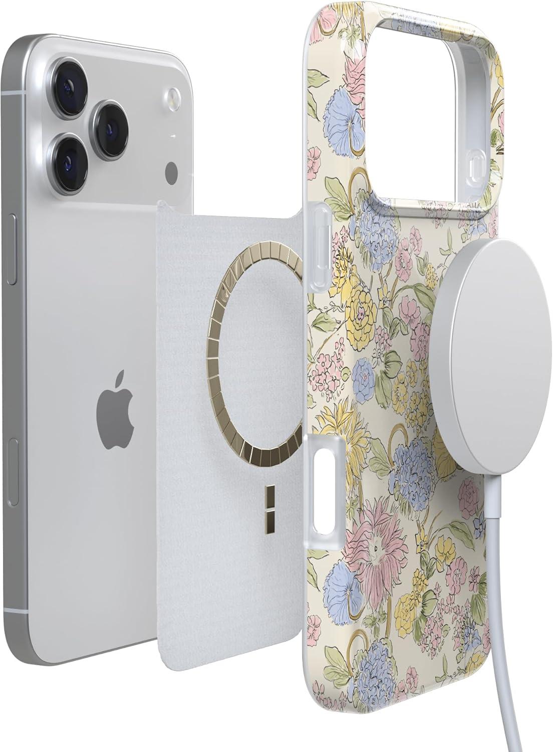 imageCasely iPhone 17 Pro Case Prairie Blooms Pastel Floral Compatible with MagSafe Classic Ultra Thin Design