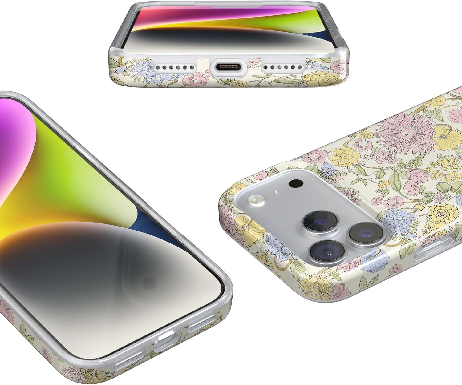 imageCasely iPhone 17 Pro Case Prairie Blooms Pastel Floral Compatible with MagSafe Classic Ultra Thin Design